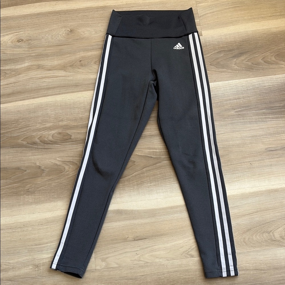 Adidas Black and White Leggings with Classic Stripes